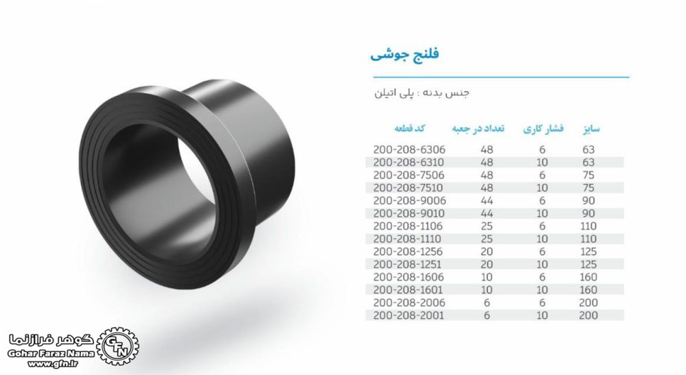 تصویر و مشخصات فلنج پلی اتیلن